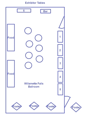 Willamette Falls Ballroom with 5 tables on the West side